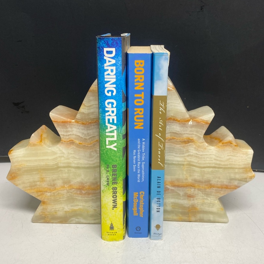 Maple Leaf Shaped Marble Bookends Set of Two